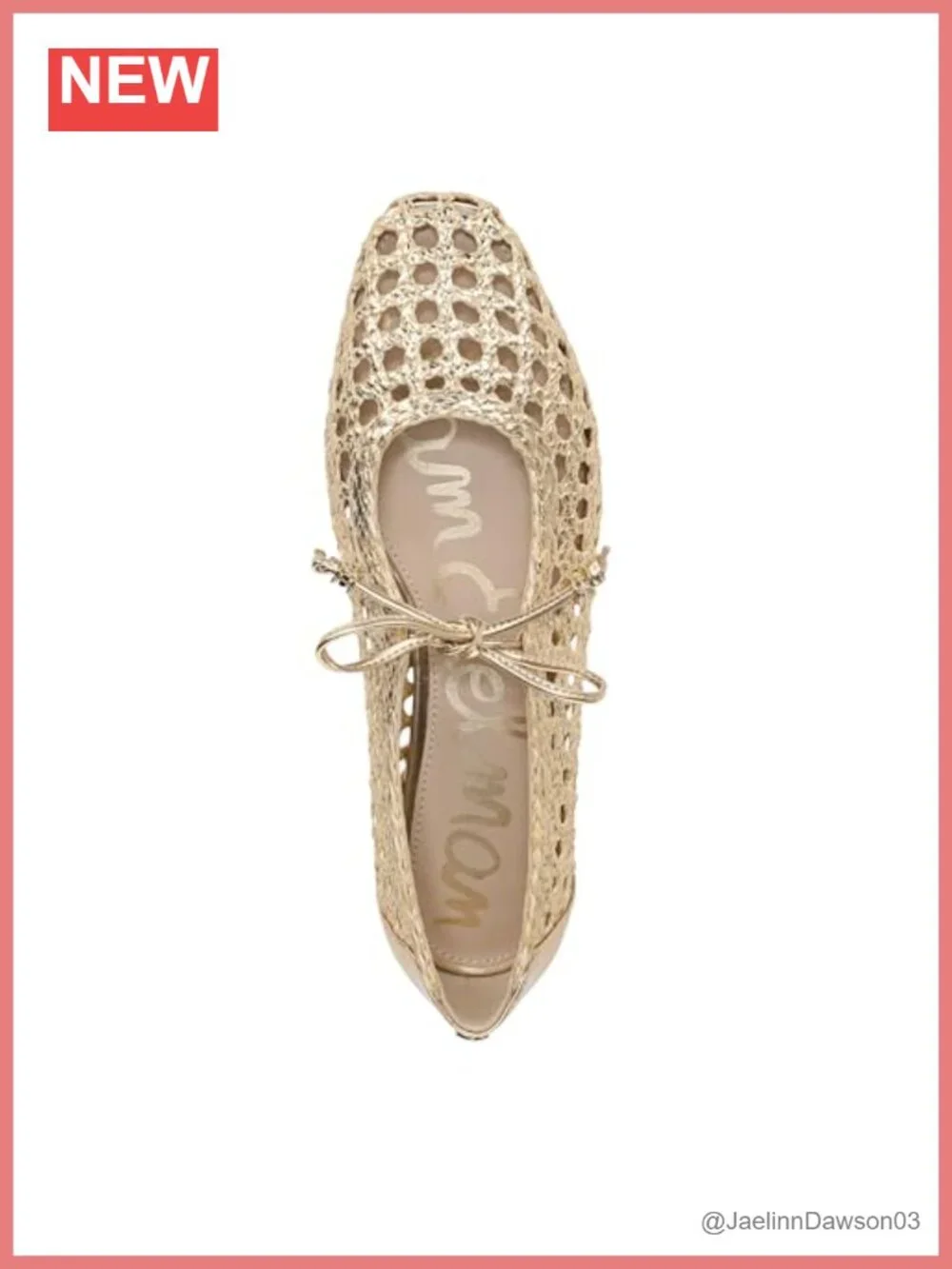 Sam Edelman Woven Bow Mary Jane Ballet Flats, Slip-On Square Toe, PU Synthetic,